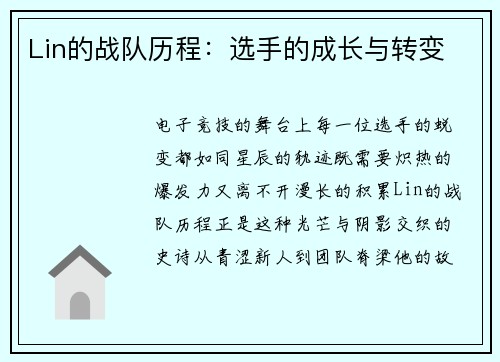 Lin的战队历程：选手的成长与转变